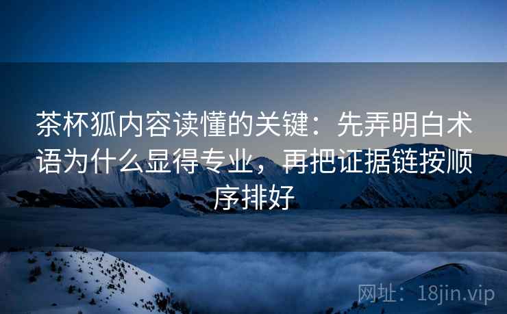 茶杯狐内容读懂的关键：先弄明白术语为什么显得专业，再把证据链按顺序排好